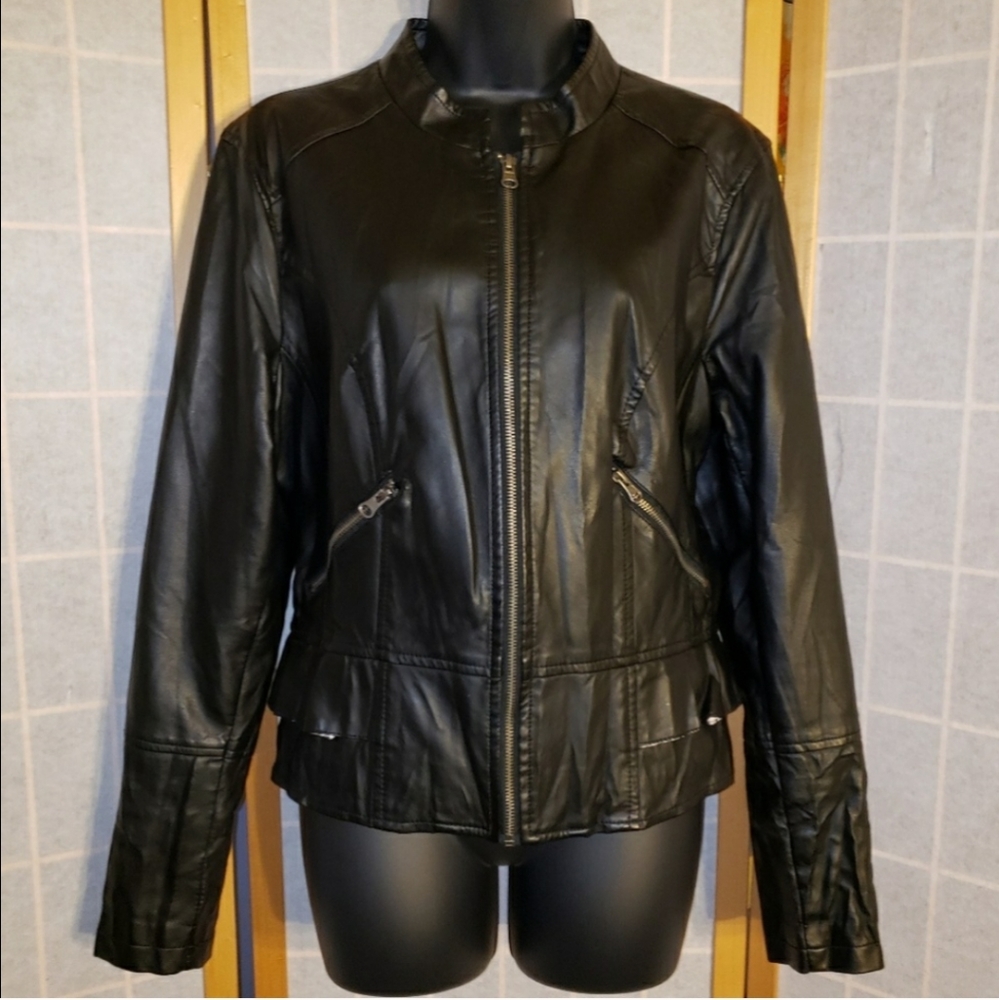 Super Cute Feminine Faux Leather Bomber Jacket